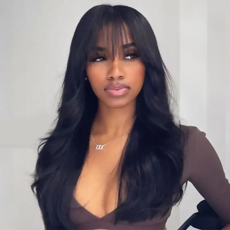 ISEE HAIR Wear Go 9x6 Tpart Lace Front Straight Wig with Bangs Pre-Layered Cut & Pre-Cut Lace & Pre-Bleached Knots & Pre-Bleached Knots Natural Scalp 180% Density Glueless Human Hair Wig Vacation Hair #SummerWins #DealsForYouDays