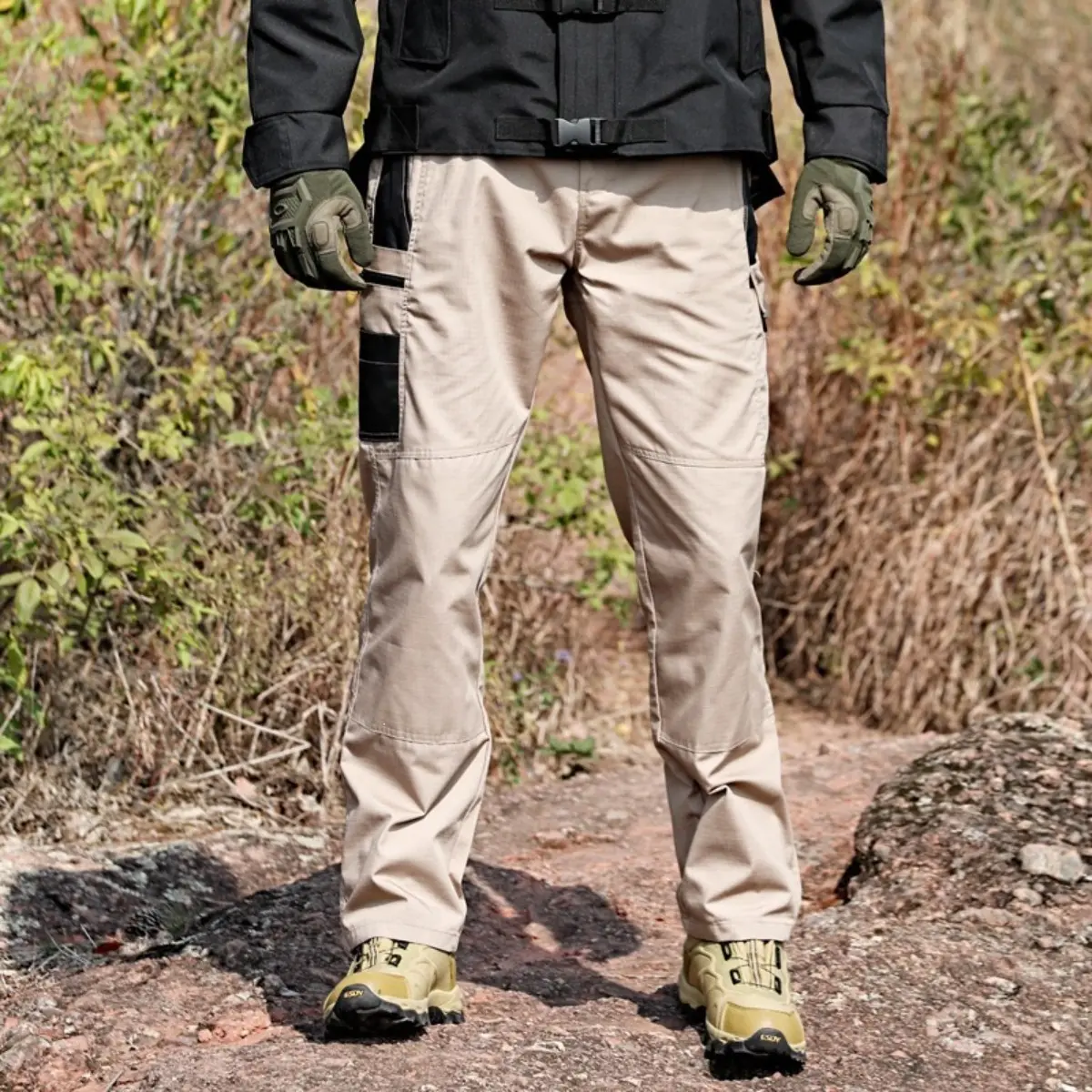 Men's Solid-Color Waterproof Tactical Work Pants - 3-Piece Set, Beltless, Multiple Pockets, Durable Outdoor Hiking and Casual Pants (Regular Fit), Hiking Pants, Mountaineering Pants, Trekking Pants, Outdoor Hiking Pants, Professional Hiking Pants