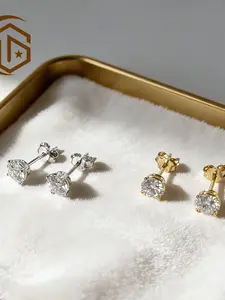 Gra Certified Vvs1 Moissanite Single Diamond Earrings, 925 Silver Hypoallergenic Unisex Daily Gift, Retro Style Jewelry for All Occasions