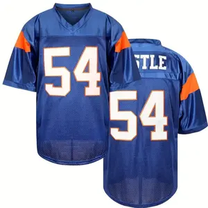 Blue Mountain State Fashion Street Color Block Men's American Football Jersey, Men's V-neck Short Sleeve Breathable 54 Letter Embroidered Stitched Clothing Christmas gifts