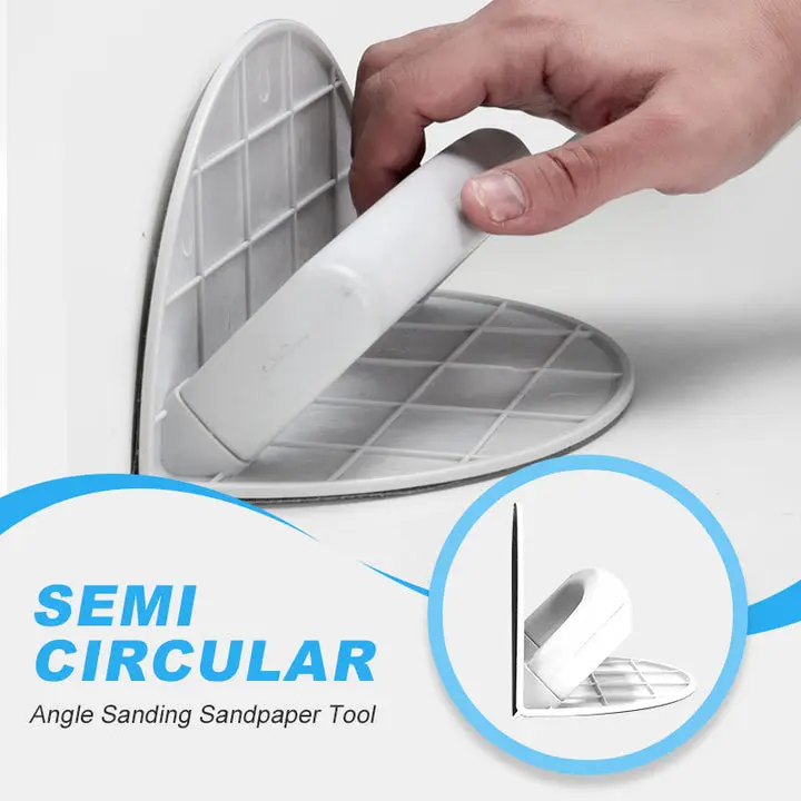 Multifunctional Semi-Circular Angle Sanding Sandpaper Tool ABS Plastic Body with Aluminum Oxide Sandpaper 3 grits 180 240 320 for Wood Metal Plastic Home Hardware Heavy Duty