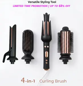 4-IN-1 Interchangeable Automatic Curling Wand Set Multi-Style Hair Styler for All Hair Types