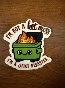 Hot Mess Spicy Disaster Themed Decal Sticker - 1-Piece Die-Cut Decorative Adhesive Sticker for DIY Crafts, Scrapbooking & Stamping Accessories, Die-Cut Stickers