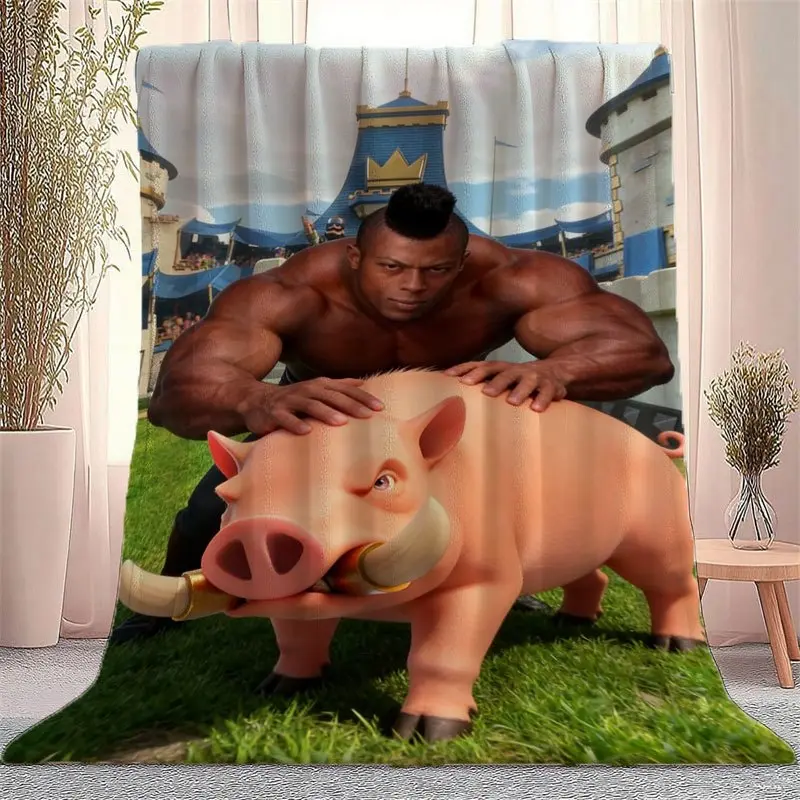 FRANALA Wild Boar Knight Riding Pig Blanket Soft and Warm, Multi-Purpose for All Seasons, Sofa Bed, Office, Travel, Camping, Machine Washable Durable Gift for Christmas and Valentine'S Day