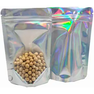 Resealable Stand Up Bags 50 Pack 3.3x5.1 inch Front Clear Mylar Foil Bag Zip Closure Heat Sealable Pouches Upright  Humidity Control Packaging Cure Bags for  Storage Sample Packets