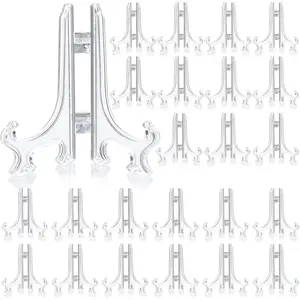 48 Pieces Mini Easel Stands Set,Plastic Plate Stand Holder Display Picture Easel for Display Picture Frame Collectibles Desktop Weddings Party Christmas Gifts (3 Inch,Clear),Hand Tools Kits
