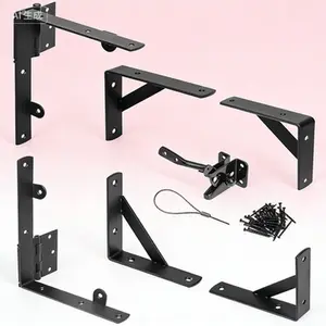 Heavy Duty Anti Sag Gate Hardware Kit with Latch for Wooden Fence, Reinforced Corner Brace Brackets, Rust Resistant Fence Gate Repair Kit, Easy to Install Gate Support Brace