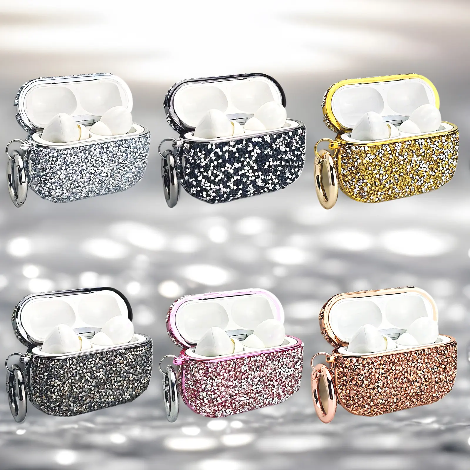 Rhinestone Decor Earphone Case, Fashionable Earphone Protective Cover, Earphone Protector Cover Compatible with AirPods 1 2 3 4 Pro