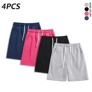 Men’s casual athletic shorts, drawstring mid-length joggers, available in multiple colors, optional packs of 1–4 pieces, breathable running/fitness shorts