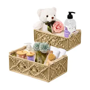 Sorbus 2 Pack Macrame Boho Decor Baskets