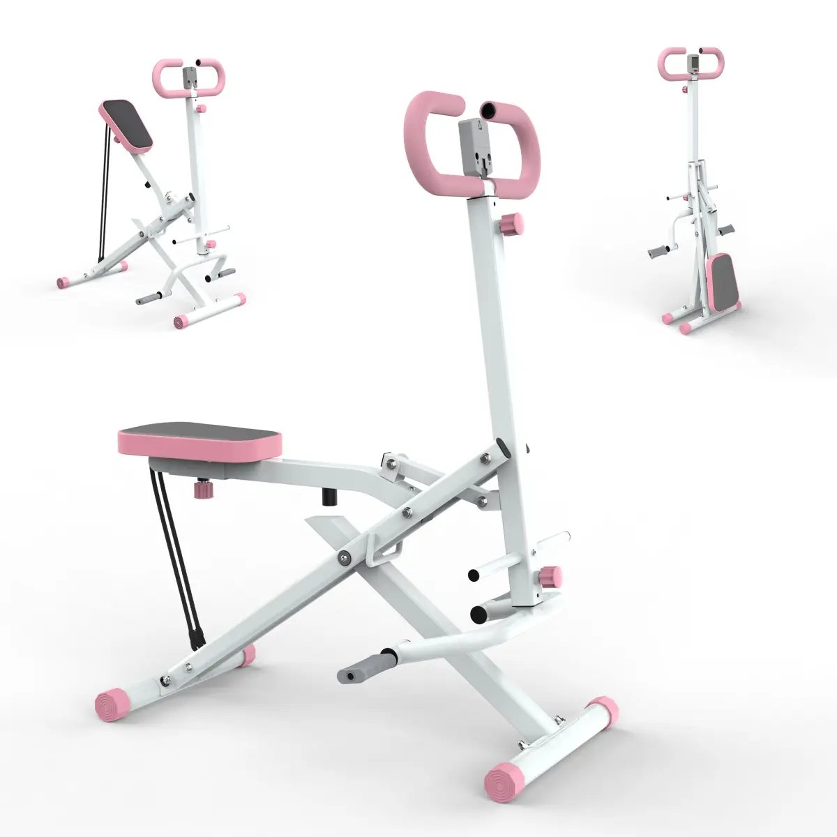 Heavy Duty Foldable Squat Machine, 250 lbs Capacity Glutes Workout & Abdominal Training Assist Trainer with Adjustable Resistance Bands & Smart Monitor, At Home Glute Workout Equipment