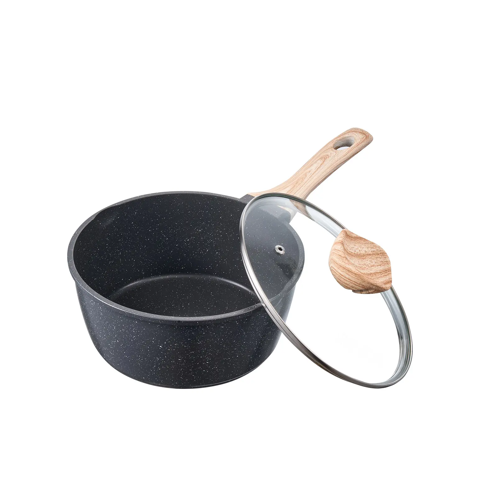 【Summerfinds】VEVOR 2.5 QT Saucepan, Nonstick Saucepan with Tempered Glass Lid, Multipurpose Cooking Sauce Pot with Detachable Handle, Sauce Pan Small Kitchen Cooking Pot with Coating, Induction Compatible, Black
