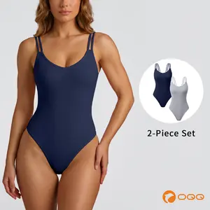 OQQfitness Womenswear Sexy Backless Top Sleeveless Double Adjustable Spaghetti Straps Basic Bodysuit Elegant Essential Fashionable Minimalist Style