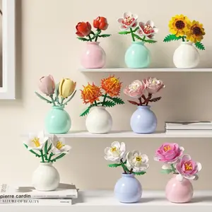 Flower Vase Building Blocks, 1 Box Creative Flower Vase, Desktop Ornament, Flower Arrangement, Creative Gift, Birthday Gift, Holiday Gift