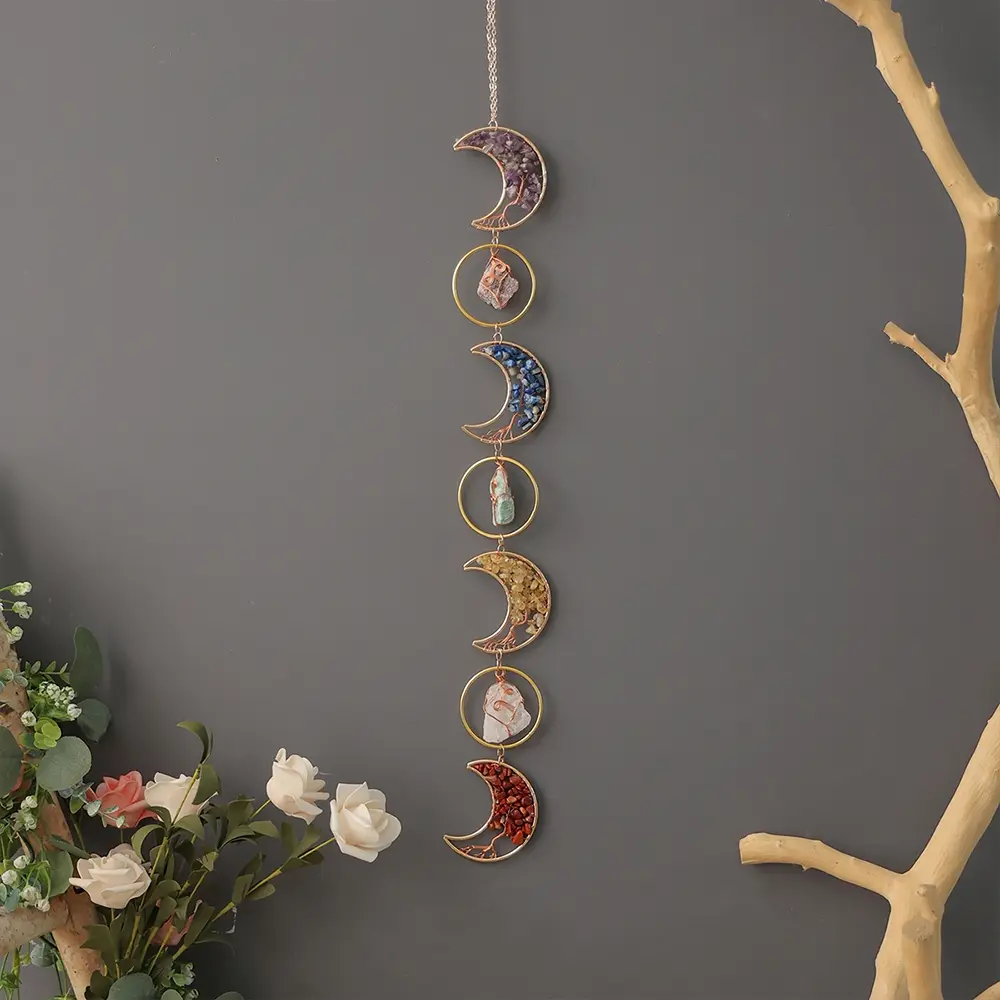 Seven Chakra Dream Catcher, Handmade Tree of Life Design Boho Interior Indoor Outdoor Hanging Decoration, Decorative Wall Art, Unique Artwork, Festive Ornament, Holiday Decor, Tree of Life Motif, Birthday Gift for Boys Girls