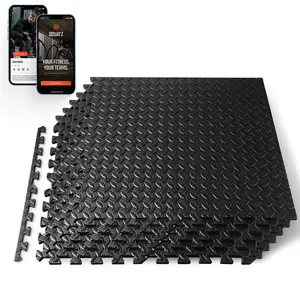 6PCS Puzzle Exercise Mat - Black | Interlocking EVA Foam Non-Skid Textured Tiles - 1/2” Thick Non-Slip Workout Floor Mats for Home Gym, Garage & Kids Play Area - Water-Resistant, Noise-Reducing & Easy Assembly