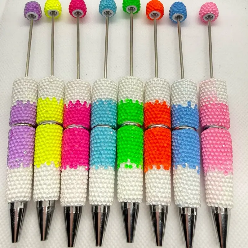 Beadable Neon Rhinestone Pens, Fancy Decorative Writing Tools for Daily Note-Taking & Creative Crafts