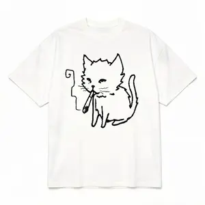 Cat Smoking Y2K T-Shirt, Unisex Vintage Graphic Tees Gothic Grunge Y2K Emo Style Clothes Men Women Streetwear T-Shirt For Men And Women