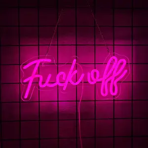 Neon Sign Fuck Off Pink Neon Lights USB Powered USB Switch Operated Real Wall Signs for Bedroom Wall Art Decor Letter for Game Room Bar Office Decorative Aesthetic Gifts for Party Holiday Christmas