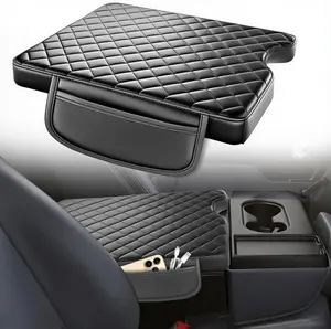 Center Console Cover for 2015-2025 Ford F150, 2017-2025 F250 F350 F450 with 40/20/40 Jump Seat, Leather Middle Console Armrest Cover Accessories with 2 Sided Pockets (Jump Seat Only)