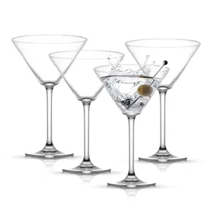 JoyJolt Set of Four Olivia Premium Crystal Martini Glasses