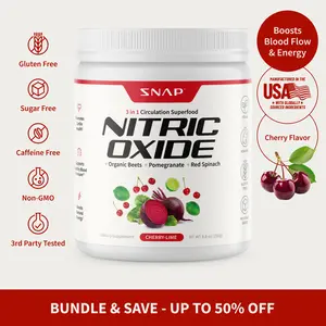 Snap Supplements - Beet Root Powder - 3-in-1 Nitric Oxide Supplement - Support Healthy Blood Pressure & Blood Circulation - Cherry Lime