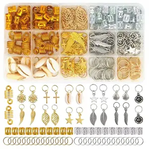 220-Piece Braiding Hair Rings - 15 Styles, Jewelry for Braids, Clips, Pendants, Headbands & Accessories