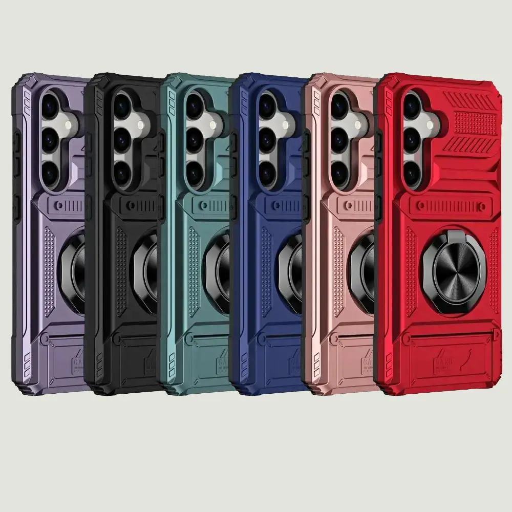 Heavy-Duty Armor Phone Case Accessories for Samsung Galaxy S26/S25/S24 Series, Dual-Layer Shockproof Cover with Upgraded 360° Ring Kickstand and Card Slot [No Wireless Charging]