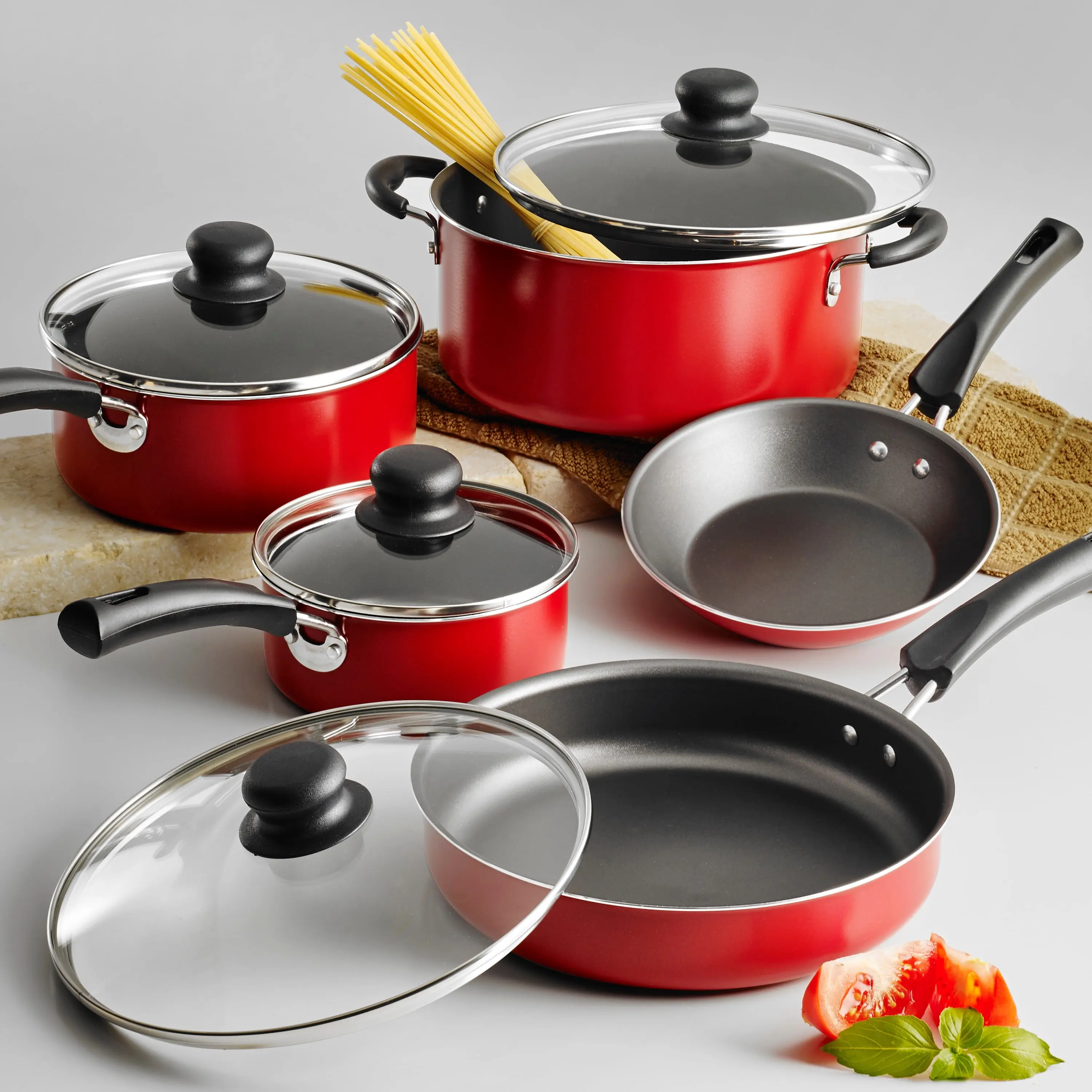 Tramontina Non-Stick Red Cookware Set, 9 Piece