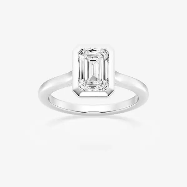Vault Lab Grown Diamond Emerald Solitaire Engagement Ring for Women