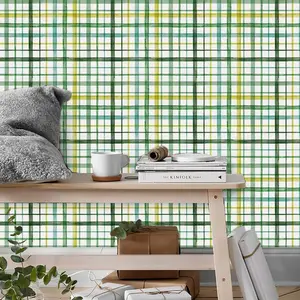 Classic Plaid Wallpaper Roll, Removable Waterproof Wall Sticker, Easy Peel & Stick, Thickened Anti-Mold, Home Decor