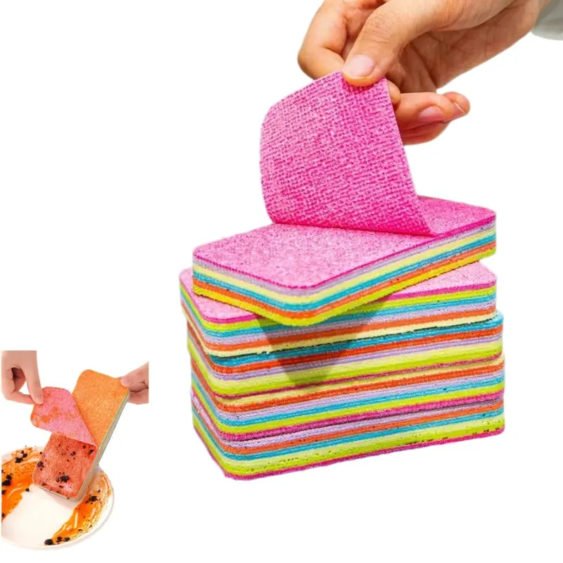12-Layer Peelable Rainbow Cleaning Cloths - PVA & Microfiber, Non-Abrasive, Super Absorbent, Reusable, Streak-Free Sponge Wipes, Hygienic Peeling Design for Kitchen, Bathroom, Living Room, Glass & All Household Surfaces-MM1