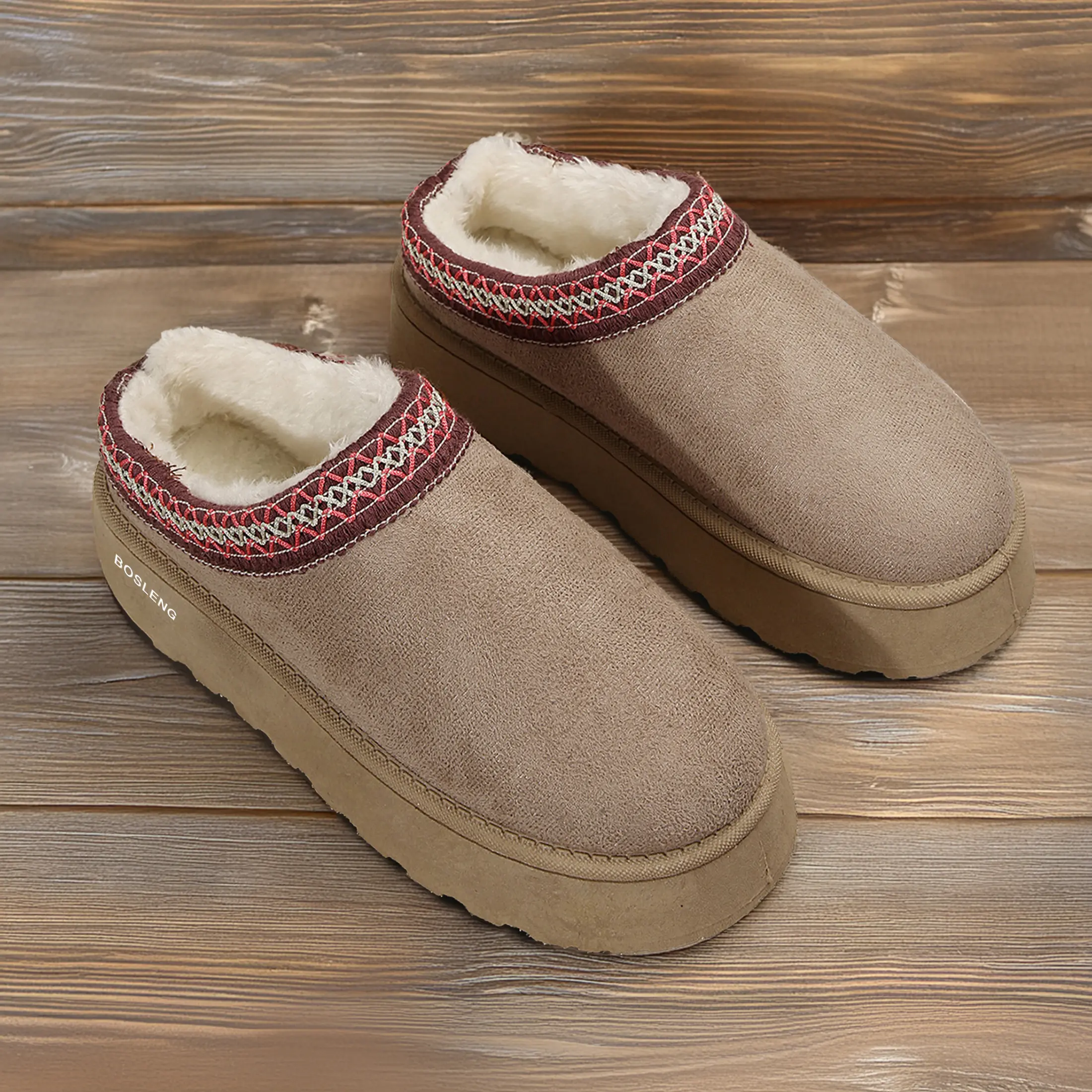 Women's Platform Cotton Slippers Suede Ankle Warm and Durable Classic Winter Ankle Snow Boots