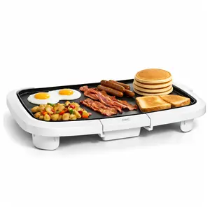 COOK WITH COLOR Electric Griddle 1200W, Nonstick Surface for Pancakes, Burgers, Eggs & More, Removable Temperature Control, Slide-Out Drip Tray, 10" x 16" Cooking Area