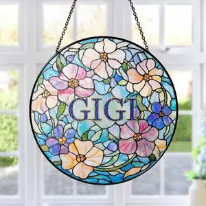 Floral Gigi Glass Suncatcher, Grandma Floral Window Decor, Mimi Nana, Gigi Stained Glass Style Suncatcher, Elegant Gift for Grandma, Mothers Day Gift