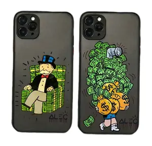 Cartoon Dollar Alec Monopoly Matte PC Phone Cases for iPhone 17 Pro Max Air 16 Plus 15 14 13 12 Shockproof Protective Cover Trendy Design