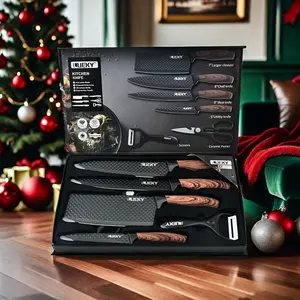 【Christmas Gift】Knife Set,6-Piece Kitchen Knife Set for Home,Anti-Rust Non-stick Stainless Steel Sharp Chef Knife Sets,Ergonomical Design,Dishwasher Safe, Anti-slip Handle,New Home Essentials,Perfect as a Christmas, Thanksgiving gift Utensils Box