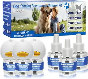 9 Pack Dog Calming Pheromones Diffuser Kit - 3 Plug-ins + 6 Refills (48mL Each) - 180 Day Supply for Anxiety, Aggression, Barking & Stress Relief in Dogs