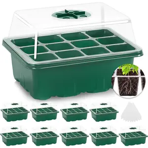 10 Packs Seed Starter Tray Seed Starter Kit with Humidity Dome (120 Cells Total Tray) Seed Starting Trays  Starter Kit and Base Mini Greenhouse Germination Kit for Seeds Growing Starting