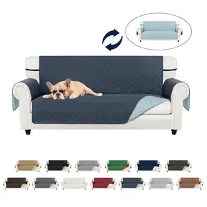 Easy-Going Reversible Couch Cover, Water Resistant Sofa Protector Slipcover for 1/2/3/4 Seater with Foam Sticks Elastic Straps for Pet, Sofa Blanket, Livingroom