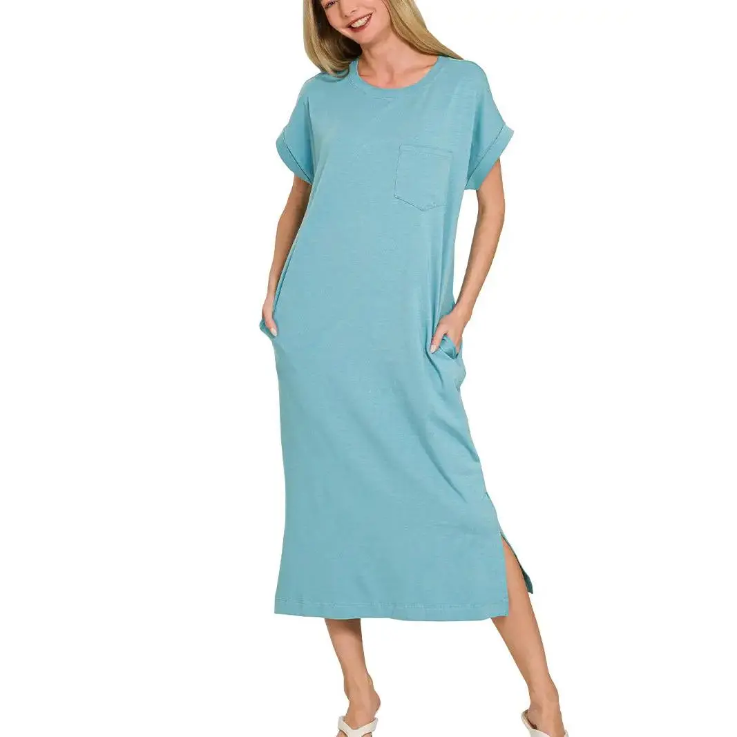 Short Sleeve Midi Dress - Teal