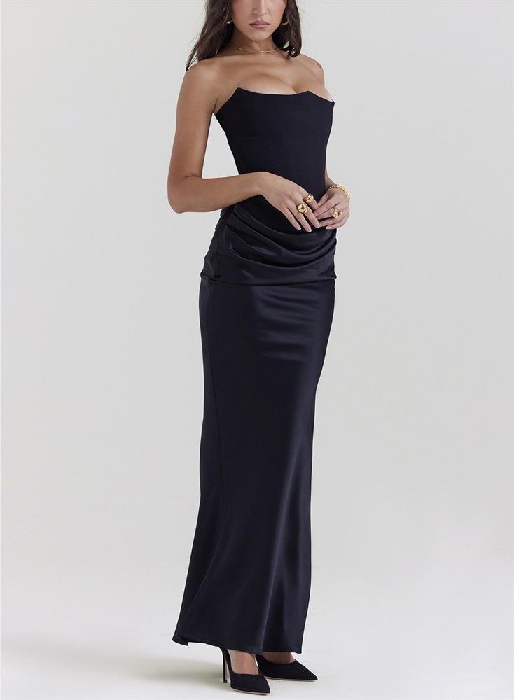 Slim Tube Top Long Dress Sexy Fashion Bandeau Backless Party Evening Dresses For Women Clothing