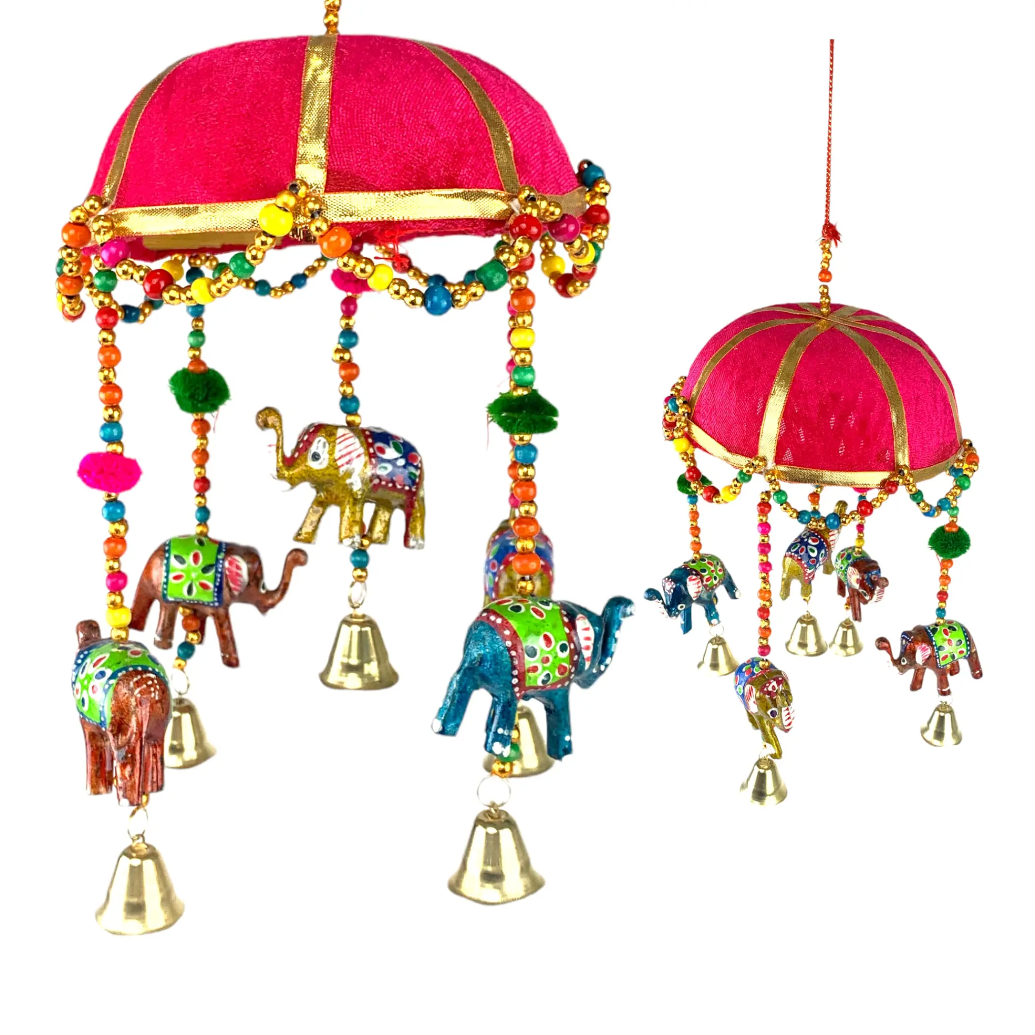 Rajasthani Handmade Plastic Elephant Motif Latkan Toran - Sturdy Lightweight Home Decor Ornament, Hanging Room Accent, Tokri Umbrella Add-on, Indian Craft, Vibrant, Wedding/Festive Decoration Gift for Diwali