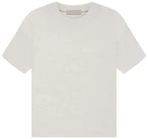 Men's Oversized Light Oatmeal Cotton Classic Plain Round Neck Short-Sleeve Tops - Breathable, Comfortable Oversized Fit Sports Top for Everyday Wear and Casual Occasions