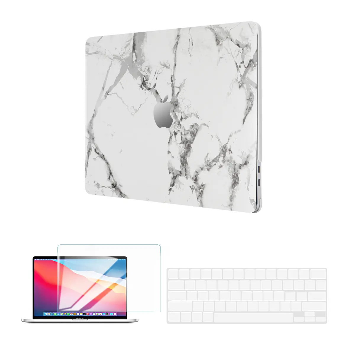 Techprotectus Hardshell Case for Apple 13" MacBook Pro, White Marble