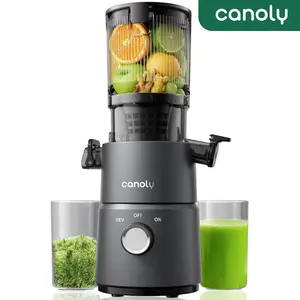 Canoly C03 Cold Press Juicer, 4.5" Wide Feed Chute Masticating Juicer Machine for Whole Fruits and Vegetables, 200W Powerful Quiet Motor, 2-in-1 Strainer (Juice & Nut Milk), Space-Saving (Matte Black)