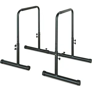 FIZCKEOM 2025 Upgrade Dip Bar Station - Heavy Duty, Adjustable, 550LBS Load, Ultra-Stable & Non-Slip for Home Fitness & Upper Body Workout
