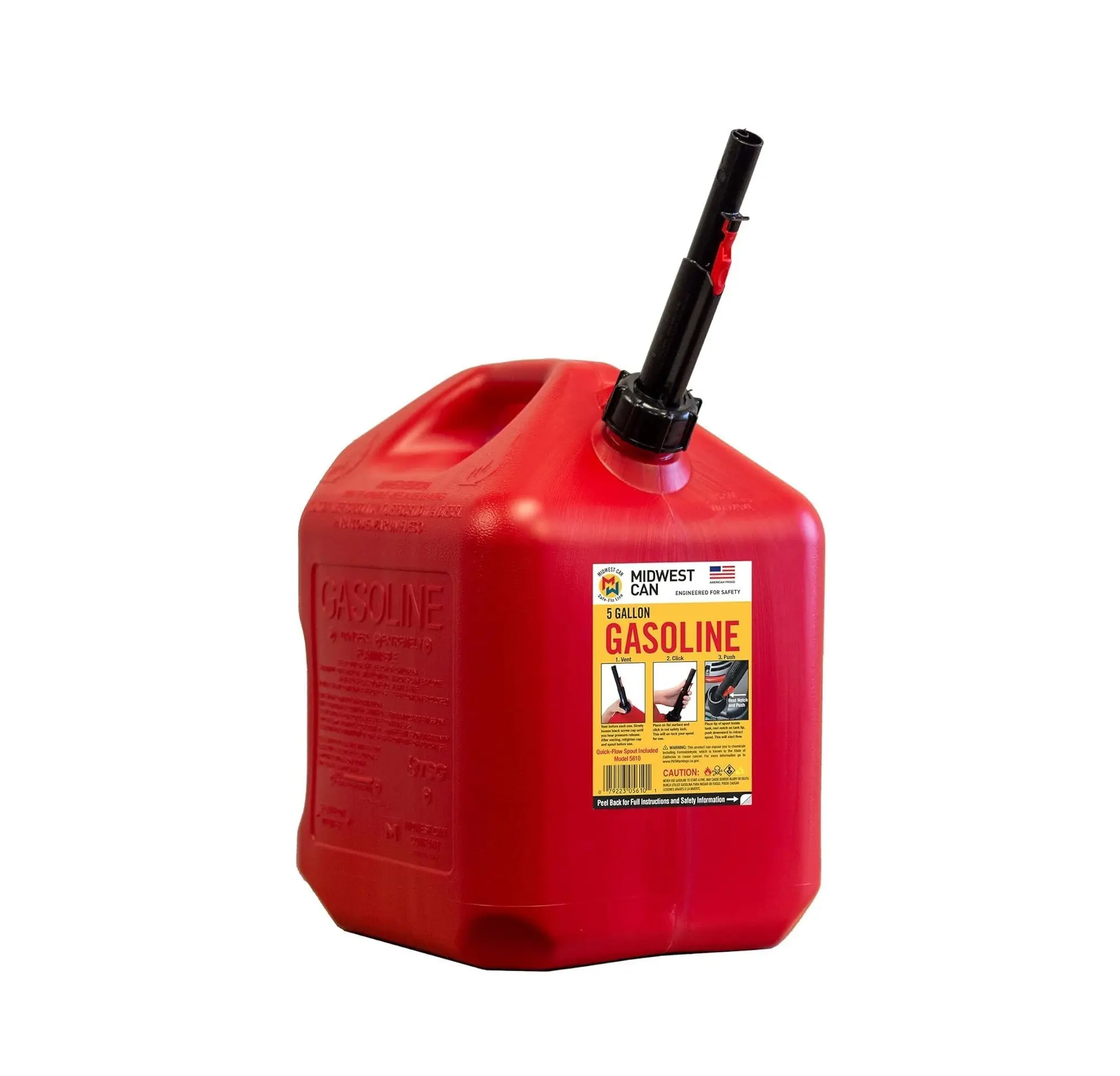 5 Gallon Gas Can - 5610 Safe-Flo Auto Shut Off 5 Gallon Petrol Can – Durable Fuel Containers with Flame Shield Safety System & Quick-Flow Spout Red 