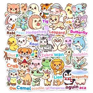 50 Adorable Cartoon Animal Stickers, Sticker Decals, Suitable for Scrapbooks, Diaries, Laptops, Water Bottles, Cars, and Other Faith-based Designs—gifts with Positive Messages.