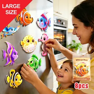 8pcs High-End Large Tropical Fish Fridge Magnets, Cast Iron Material, Realistic Designs, Kitchen Decor, Perfect Gift for Refrigerator Decoration